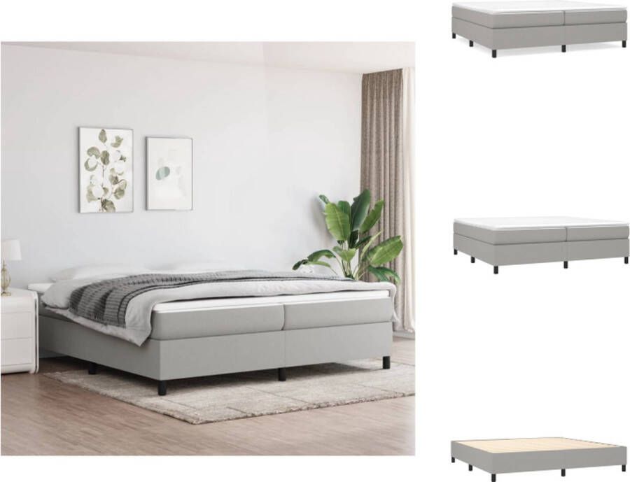 VidaXL Boxspringbed Pocketvering Middelharde ondersteuning Huidvriendelijk topmatras Lichtgrijs 203x200x35cm incl 2 matrassen Bed