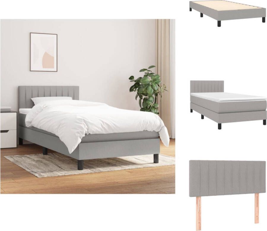 VidaXL Boxspringbed Luxe Lichtgrijs 203 x 80 x 78 88 cm Met verstelbaar hoofdbord Pocketvering matras Middelharde ondersteuning Huidvriendelijk topmatras Inclusief montagehandleiding Bed - Foto 2