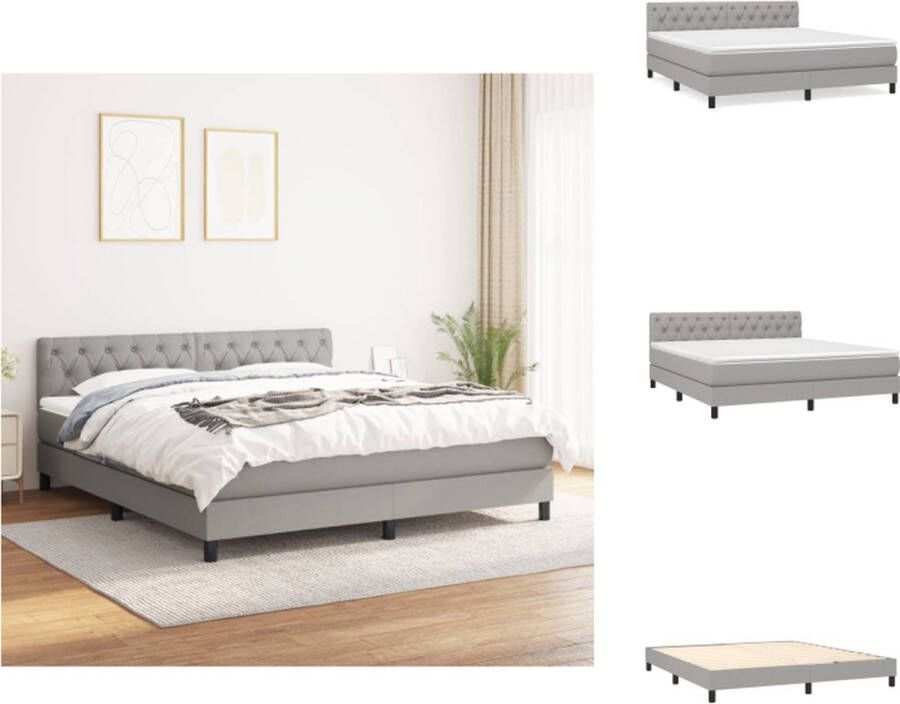 VidaXL Boxspringbed Pocketvering Middelharde ondersteuning Lichtgrijs 203x160x78 88 cm Inclusief matras en topmatras Bed