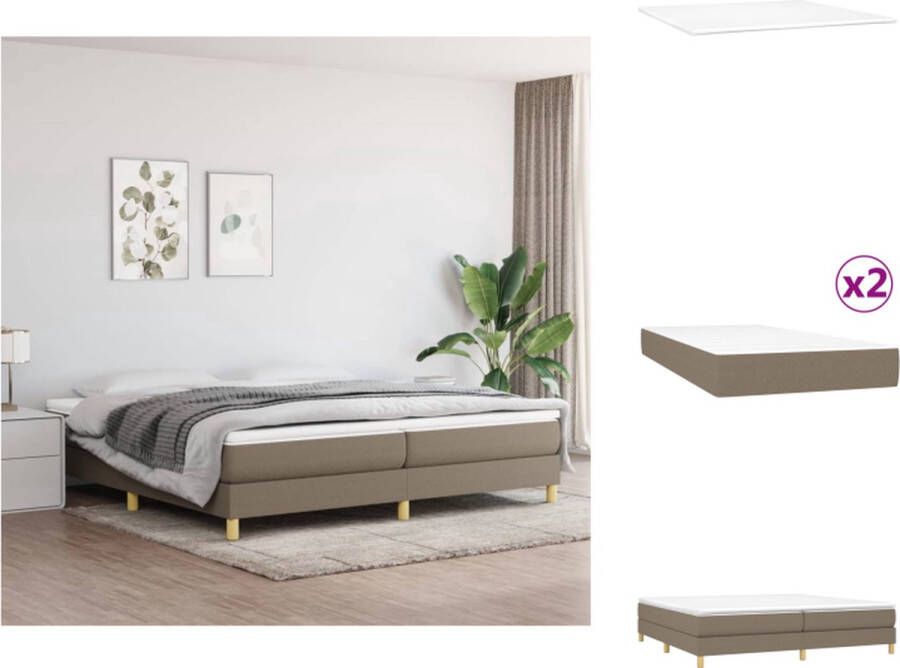 VidaXL Boxspring Boxsprings Bed Slaapmeubel Boxspring met matras stof taupe 200x200 cm