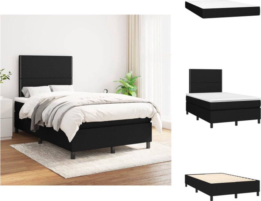 VidaXL Boxspringbed Classic s Bed 203x120x118 128 cm Pocketvering matras Middelharde ondersteuning Huidvriendelijk topmatras Zwart Bed - Foto 4