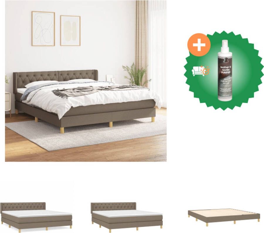 VidaXL Boxspringbed Taupe 203 x 163 x 78 88 cm Pocketvering matras Middelharde ondersteuning Huidvriendelijk topmatras Bed Inclusief Reiniger