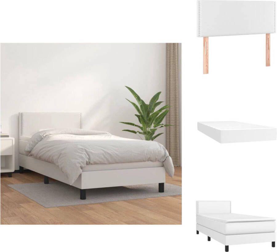 VidaXL Boxspring Boxsprings Bed Slaapmeubel Boxspring met matras kunstleer wit 90x200 cm - Foto 2