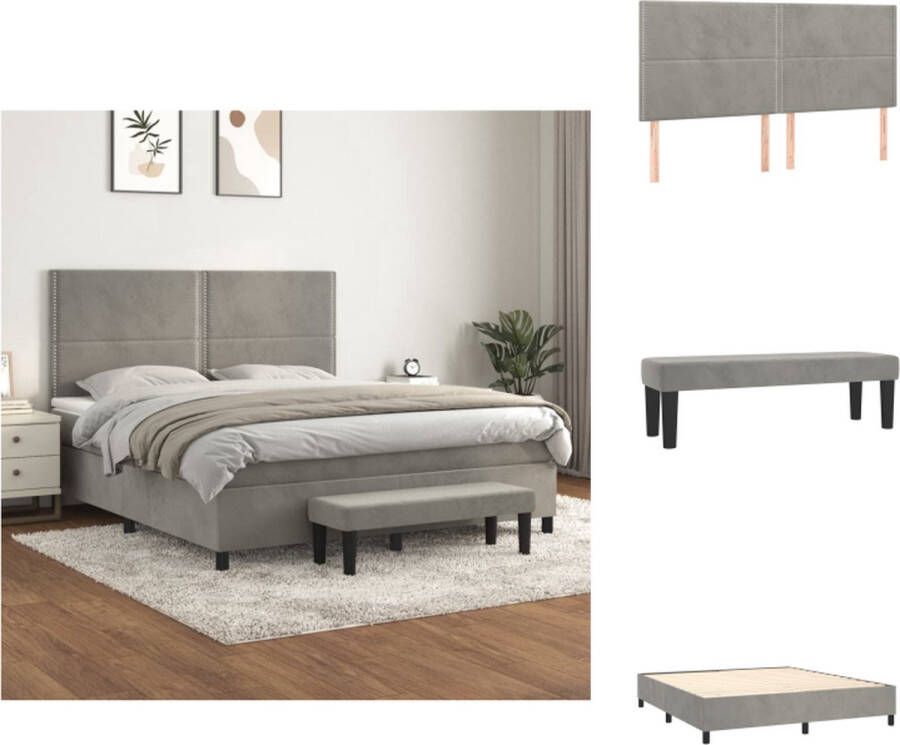 VidaXL Boxspringbed Fluweel 203 x 160 x 118 128 cm Verstelbaar hoofdbord Pocketvering matras Middelharde ondersteuning Huidvriendelijk topmatras Multifunctioneel bankje Bed - Foto 2