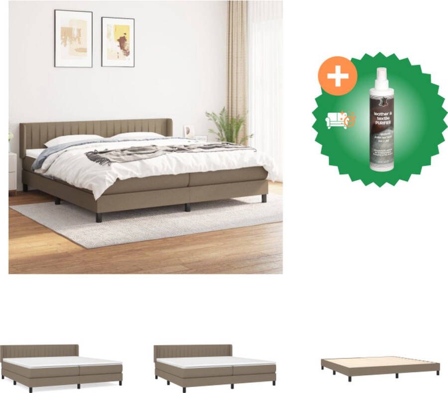 VidaXL Boxspringbed Comfortabele pocketvering matras Duurzaam materiaal Verstelbaar hoofdbord Middelharde ondersteuning Huidvriendelijk topmatras Kleur- taupe Afmetingen- 203 x 203 x 78 88 cm Bed Inclusief Reiniger