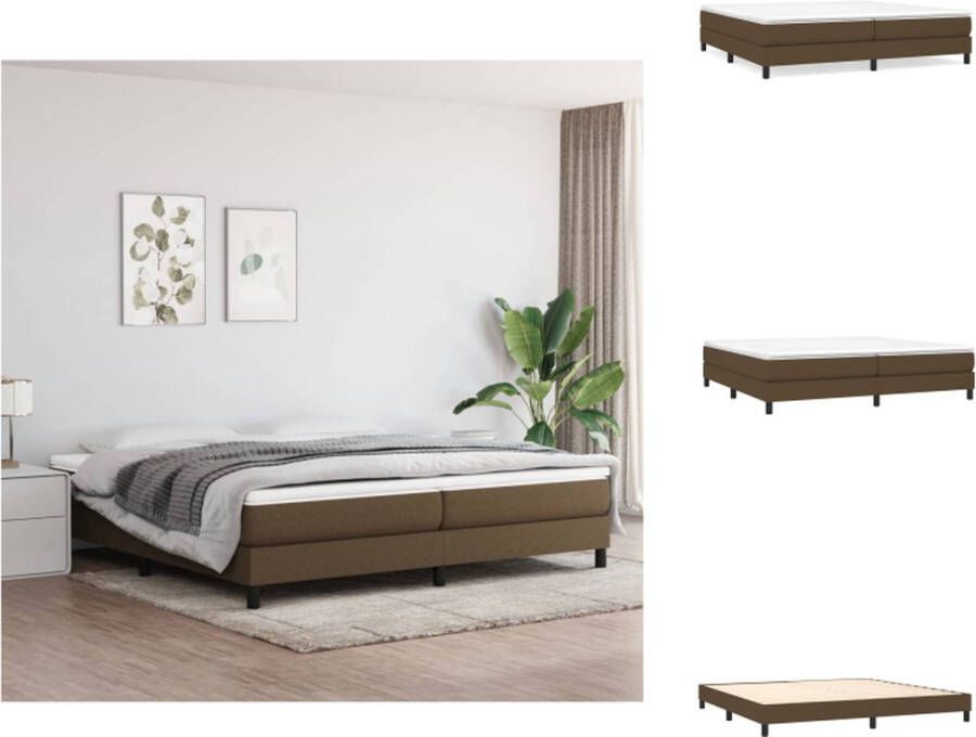 VidaXL Boxspringbed Rustgevende Nacht Bedframe donkerbruin 203x200x25 cm Pocketvering matras Middelharde ondersteuning Huidvriendelijk topmatras Multiplex lattenbodem 2 matrassen 1 topmatras Bed - Foto 2