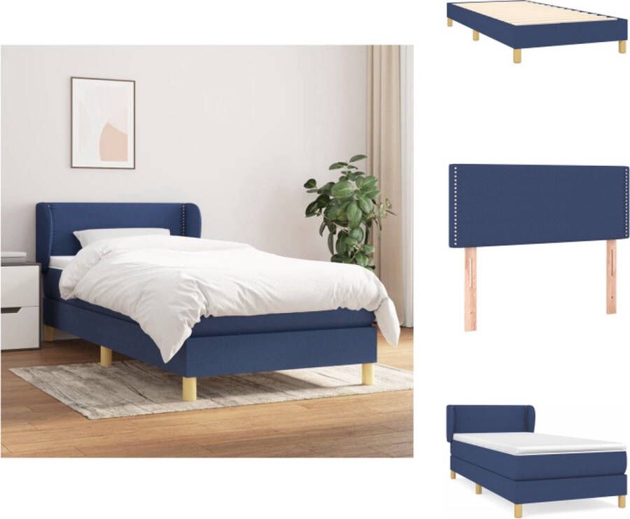 VidaXL Boxspringbed Rustgevende Nachtrust Bed 203 x 83 x 78 88 cm Blauw stof Inclusief pocketvering matras en topmatras Bed