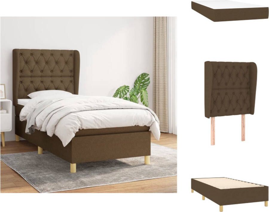 VidaXL Boxspringbed donkerbruin stof 203x83x118 128 cm verstelbaar hoofdbord pocketvering matras middelharde ondersteuning huidvriendelijk topmatras Bed - Foto 5