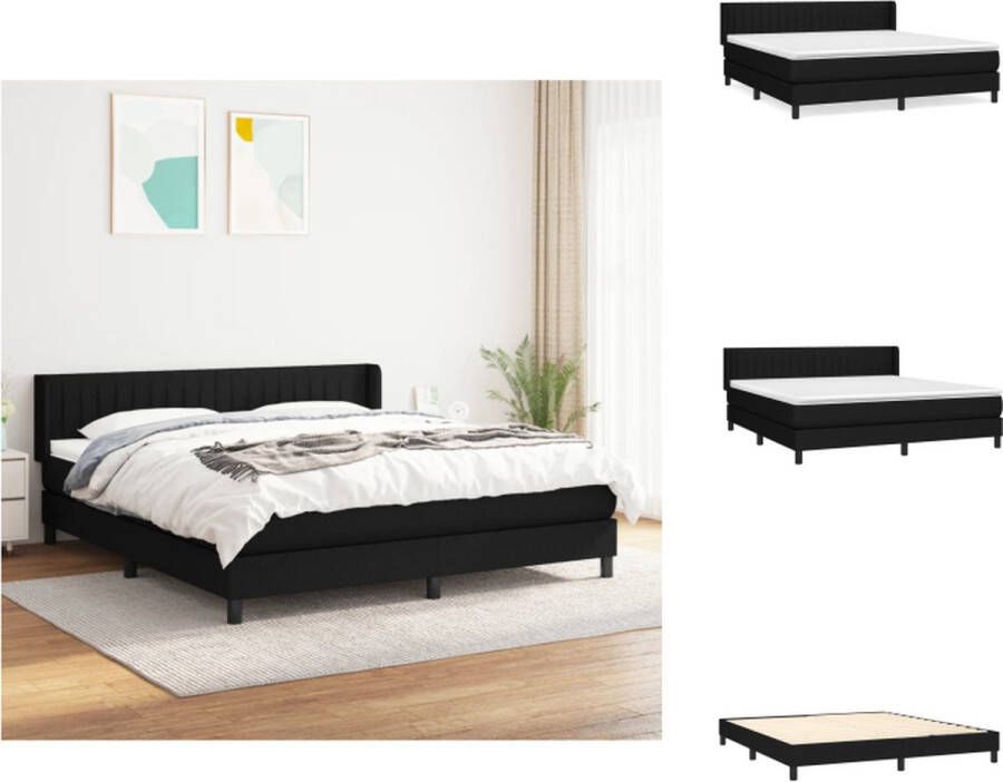 vidaXL Boxspringbed s Bed 203 x 163 x 78 88 cm Zwart Stof Pocketvering matras Middelharde ondersteuning Huidvriendelijk topmatras Bed