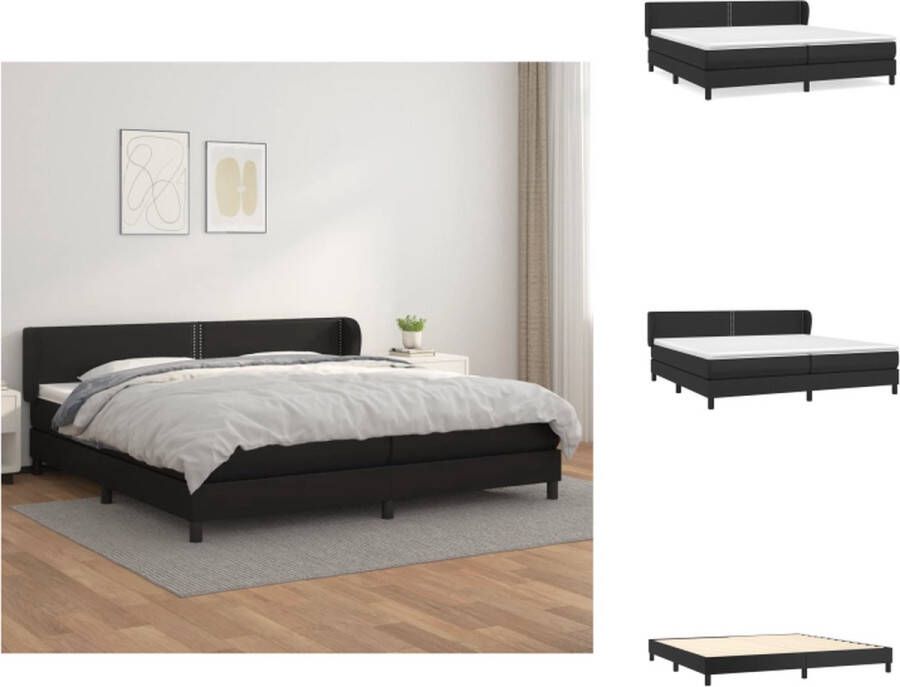VidaXL Boxspringbed s Bed met kunstleren bekleding Pocketvering matras Huidvriendelijk topmatras Zwart 203 x 203 x 78 88 cm Bed