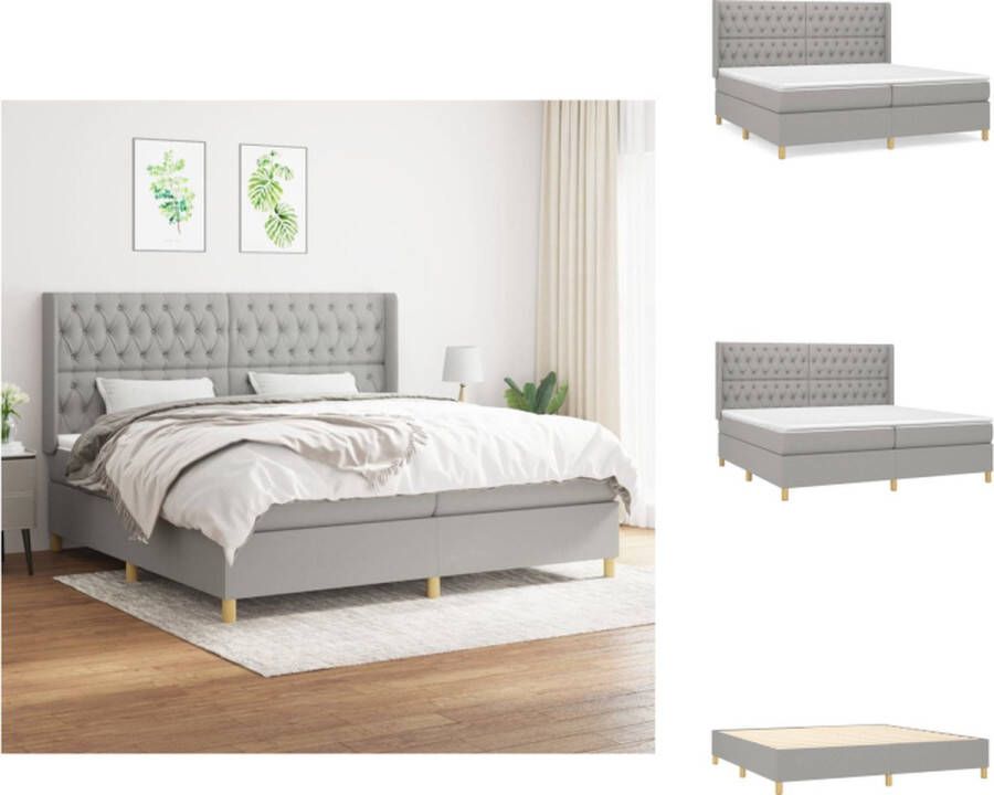 vidaXL Boxspringbed s Bedframe 203x203x118 128cm Inclusief 2 matrassen en topmatras Duurzaam Materiaal Bed