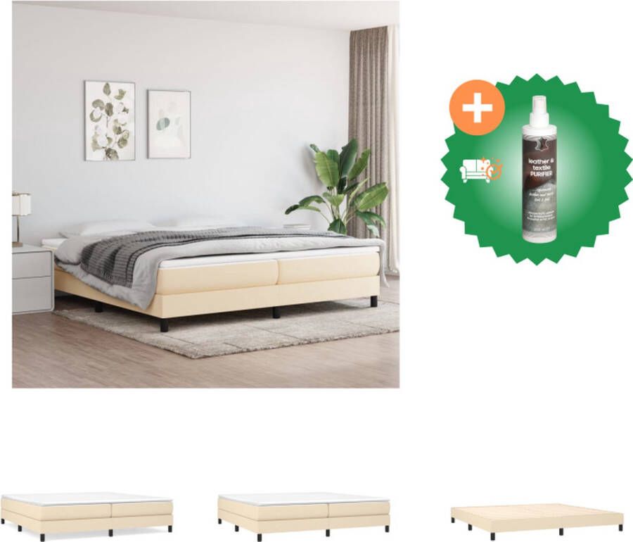 VidaXL Boxspringbed s Bedframe Crème 203 x 200 x 25 cm Pocketvering matras Middelharde ondersteuning Huidvriendelijk topmatras Multiplex lattenbodem Levering inclusief montagehandleiding Bed Inclusief Reiniger - Foto 2