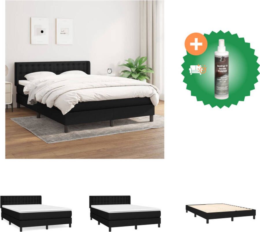 VidaXL Boxspringbed s Bedframe met verstelbaar hoofdbord Pocketvering matras Middelharde ondersteuning Huidvriendelijk topmatras Duurzaam materiaal 193x147x78 88 cm Kleur- zwart Bed Inclusief Reiniger