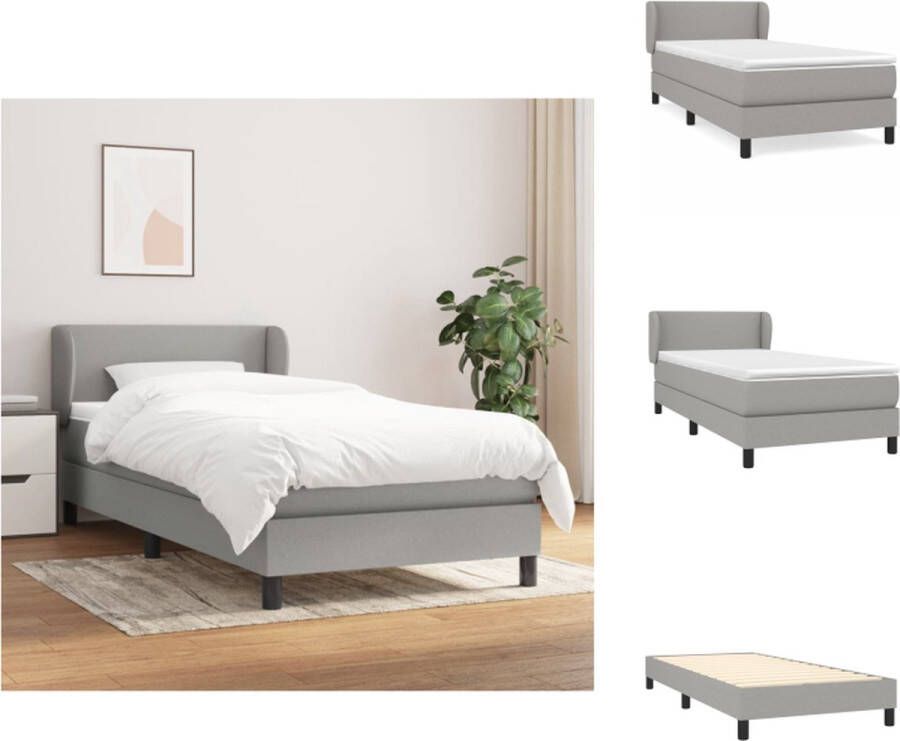 VidaXL Boxspringbed s Comfort Bed 203 x 103 x 78 88 cm Lichtgrijs stof Pocketvering matras Bed