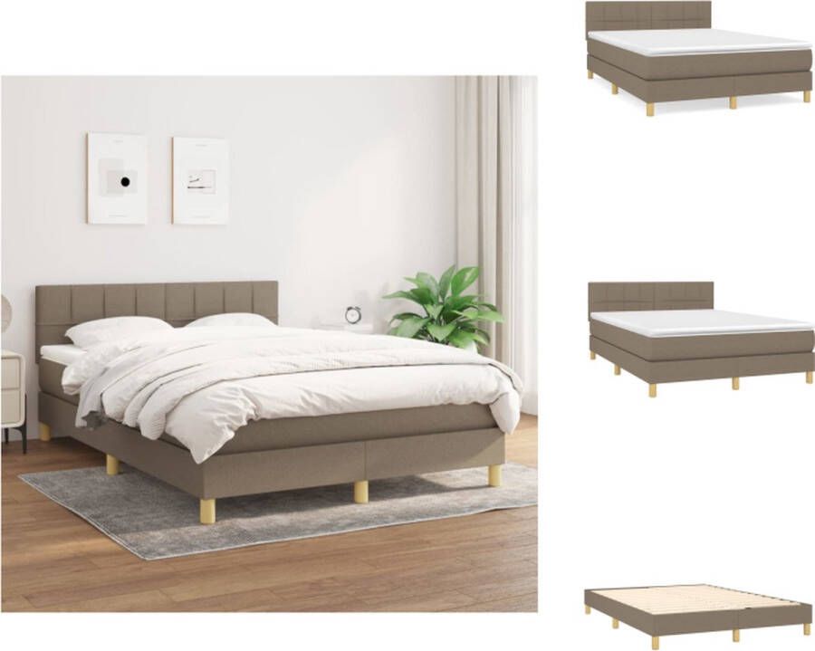 VidaXL Boxspringbed Stof 193 x 144 cm Taupe Pocketvering matras Bed