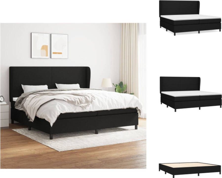 VidaXL Boxspringbed Comfort Bed 203 x 203 x 118 128 cm Zwart Stoffen bekleding Verstelbaar hoofdbord Pocketvering matras Middelharde ondersteuning Huidvriendelijk topmatras Bed - Foto 3