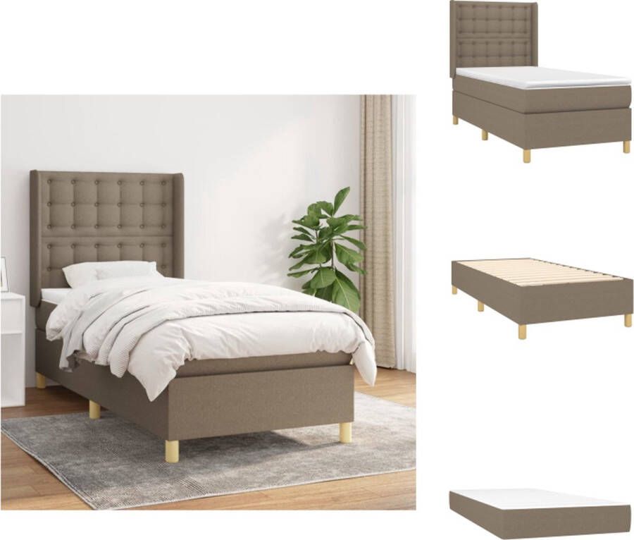 VidaXL Boxspringbed Taupe 203 x 103 x 118 128 cm Inclusief pocketvering matras en topmatras Bed - Foto 1