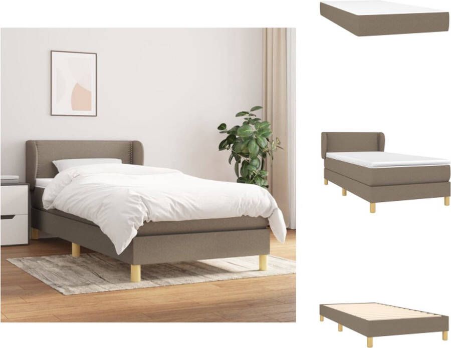 vidaXL Boxspringbed Taupe 203 x 103 x 78 88 cm Pocketvering matras Middelharde ondersteuning Huidvriendelijk topmatras Bed