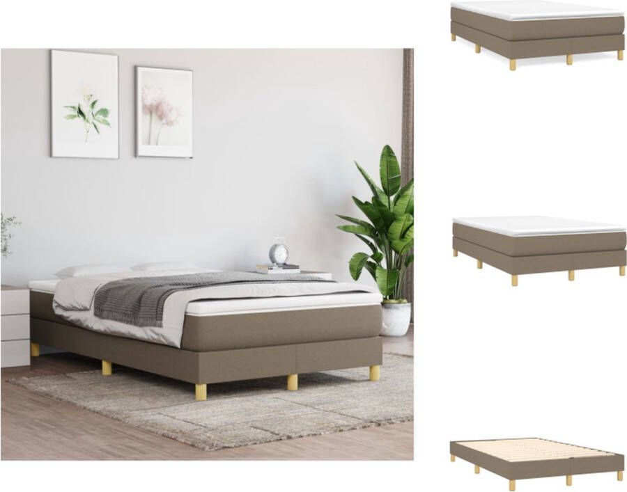 VidaXL Boxspringbed Taupe 203 x 120 x 25 cm Pocketvering matras Middelharde ondersteuning Huidvriendelijk topmatras Multiplex lattenbodem Inclusief montagehandleiding Bed