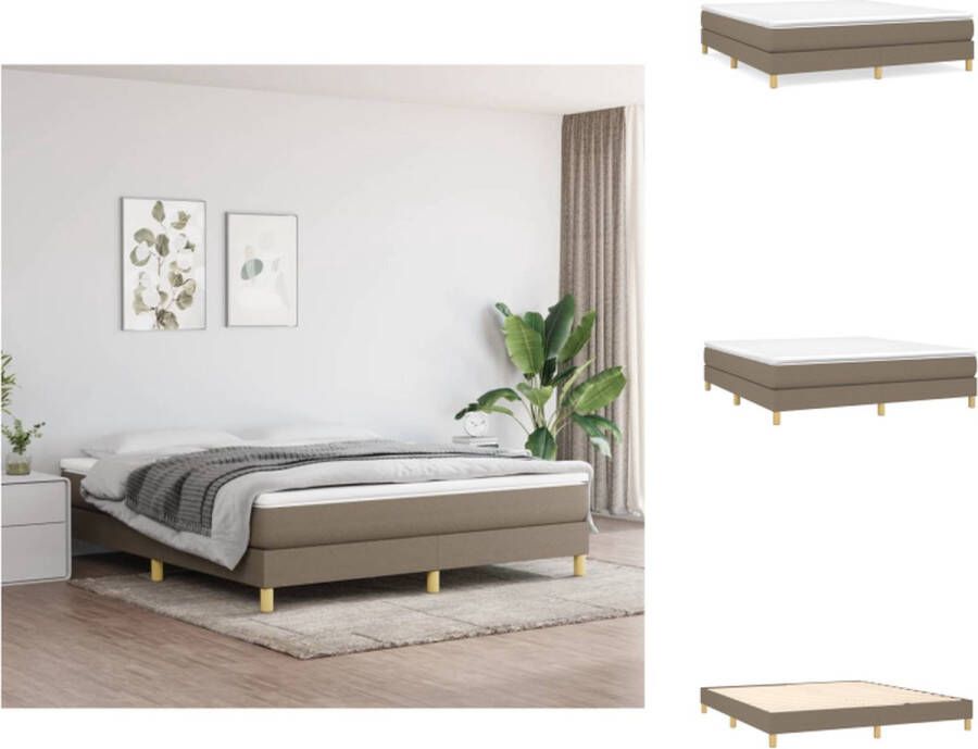 VidaXL Boxspringbed Taupe 203x180x25 cm Pocketvering matras Middelharde ondersteuning Huidvriendelijk topmatras Multiplex lattenbodem Montagehandleiding inbegrepen Bed