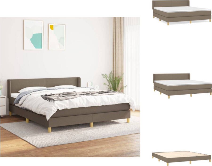 vidaXL Boxspringbed taupe 203x183x78 88 cm Pocketvering matras Middelharde ondersteuning Huidvriendelijk topmatras Bed