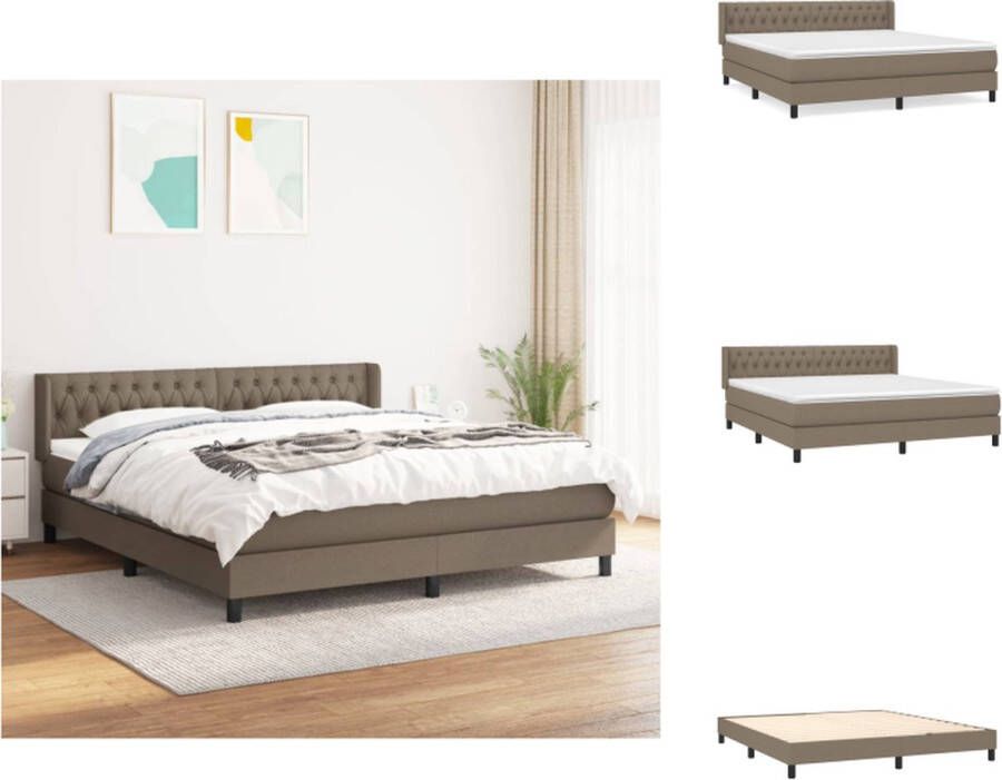 VidaXL Boxspringbed Taupe 203x183x78 88 cm Pocketvering matras Middelharde ondersteuning Huidvriendelijk topmatras Bed