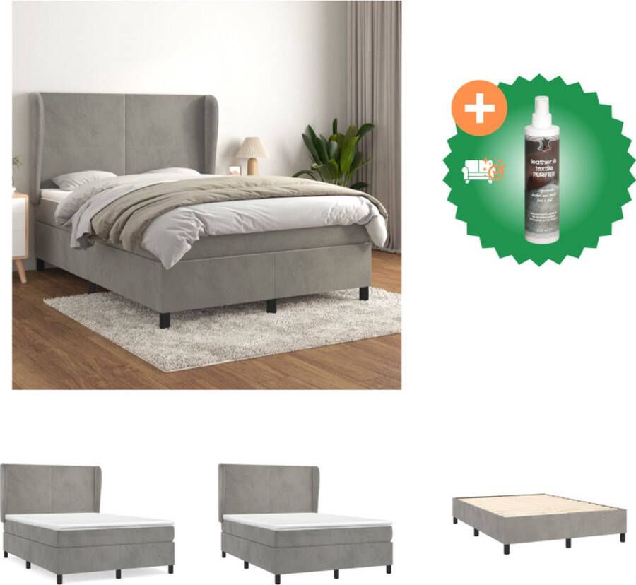 VidaXL Boxspringbed Velvet 203x147x118 128 cm Pocketvering Matras Fluwelen Stof Verstelbaar Hoofdbord Middelharde Ondersteuning Huidvriendelijk Topmatras Bed Inclusief Reiniger