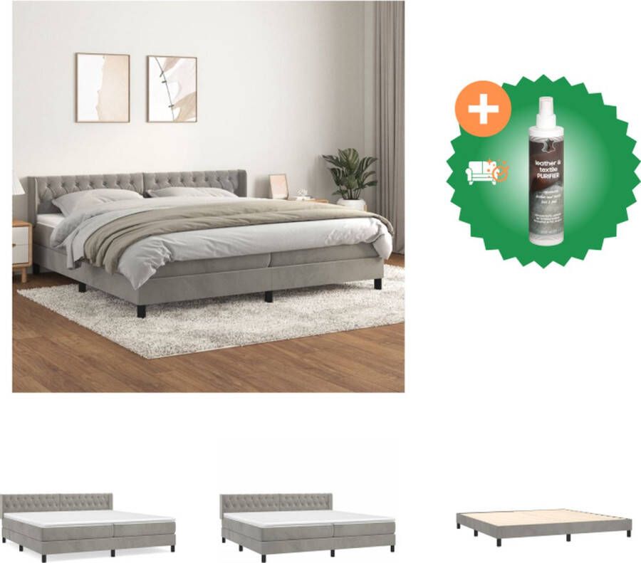 VidaXL Boxspringbed Zacht Fluweel Bed 203x203x78 88 cm Pocketvering Matras Middelharde Ondersteuning Huidvriendelijk Topmatras Bed Inclusief Reiniger