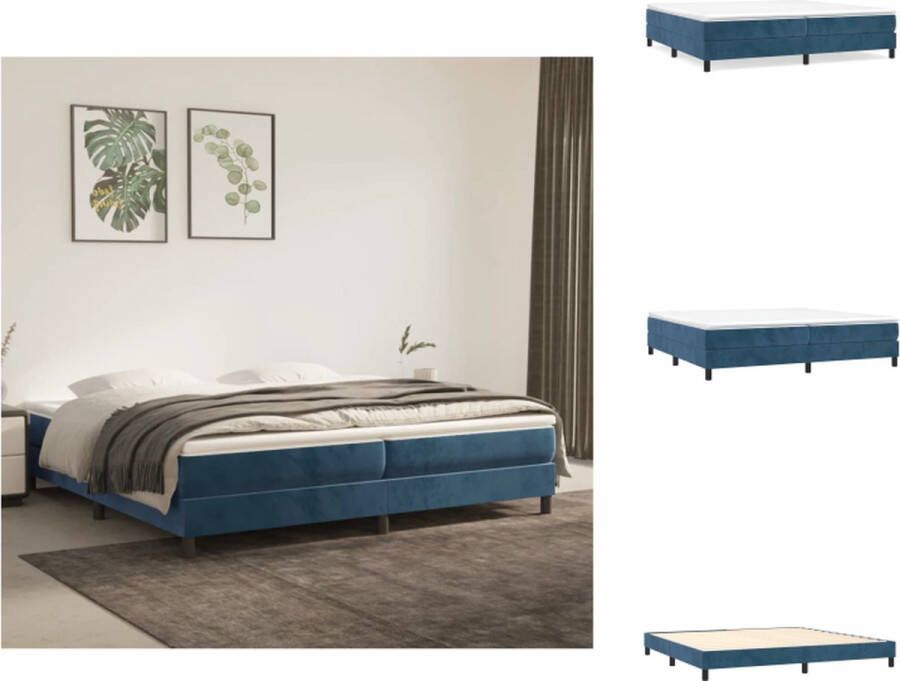 vidaXL Boxspringbed Zacht fluweel Pocketvering Middelharde ondersteuning Huidvriendelijk Multiplex lattenbodem Donkerblauw 203x200x25cm 2x 100x200x20cm matras 200x200x5cm topmatras Bed