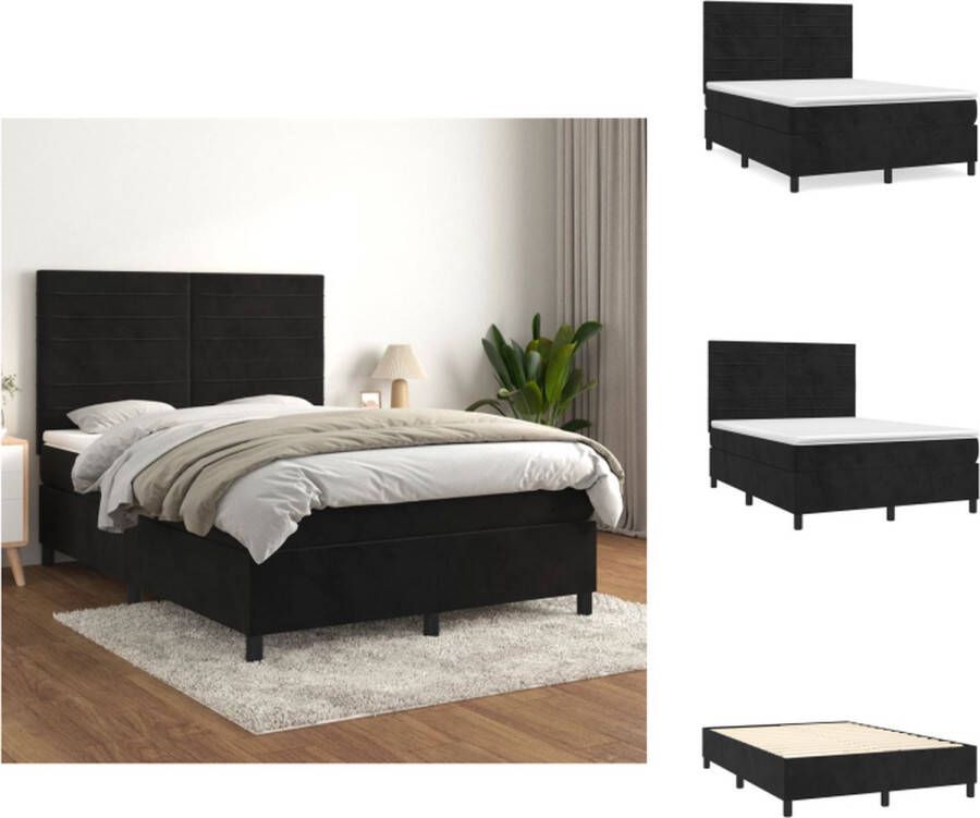 VidaXL Boxspringbed Zacht fluweel Praktisch hoofdbord Pocketvering matras Middelharde ondersteuning Huidvriendelijk topmatras Bed - Foto 5