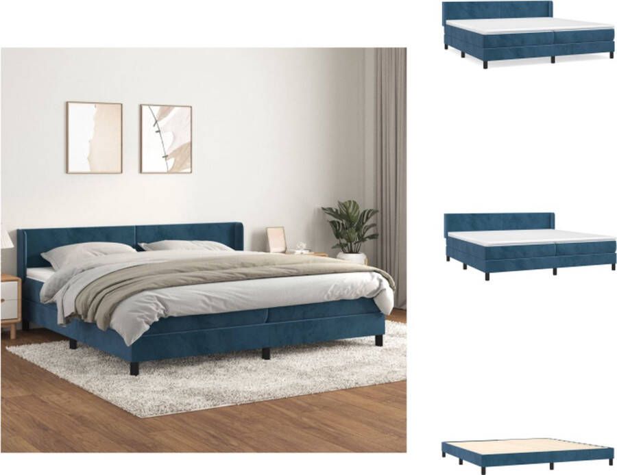 VidaXL Bedframe Bed Afmeting- 203 x 93 x 118 128 cm Kenen- Zacht fluweel Praktisch hoofdbord Comfortabele ondersteuning Pocketvering matras Middelharde ondersteuning Huidvriendelijk topmatras Bed - Foto 3