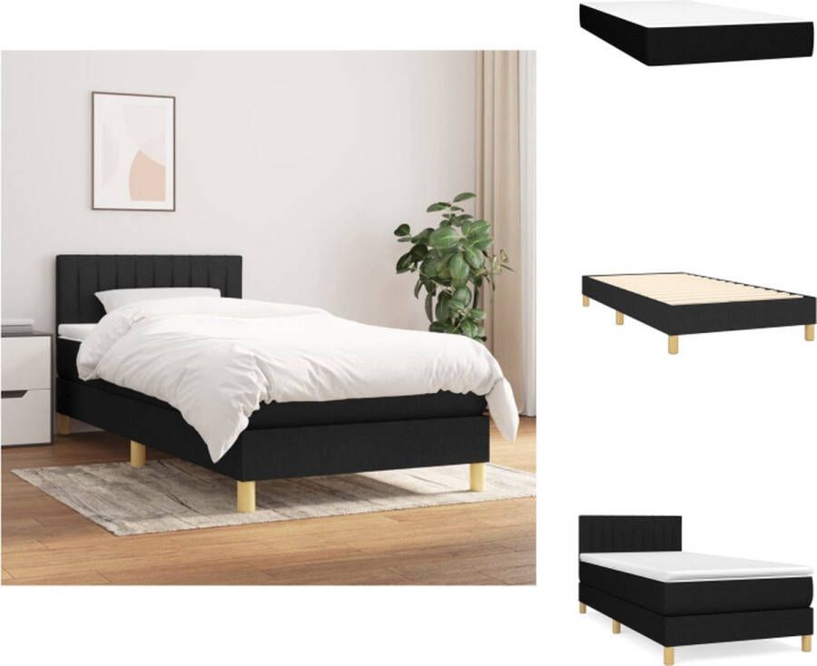 vidaXL Boxspringbed zwart 193 x 90 x 78 88 cm Pocketvering matras Middelharde ondersteuning Huidvriendelijk topmatras Eenvoudige montage Bed