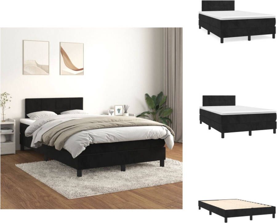 VidaXL Boxspringbed Zwart 203 x 120 x 78 88 cm Fluweel Verstelbaar hoofdbord Pocketvering matras Middelharde ondersteuning Huidvriendelijk topmatras Bed - Foto 4
