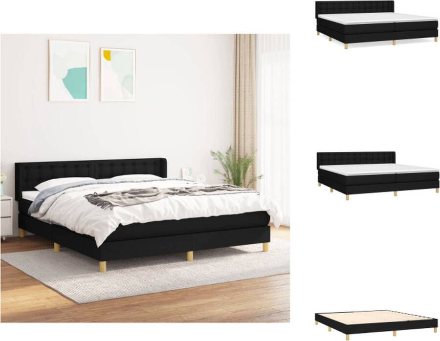 vidaXL Boxspringbed Zwart 203x163x78 88 cm Pocketvering matras Middelharde ondersteuning Bed