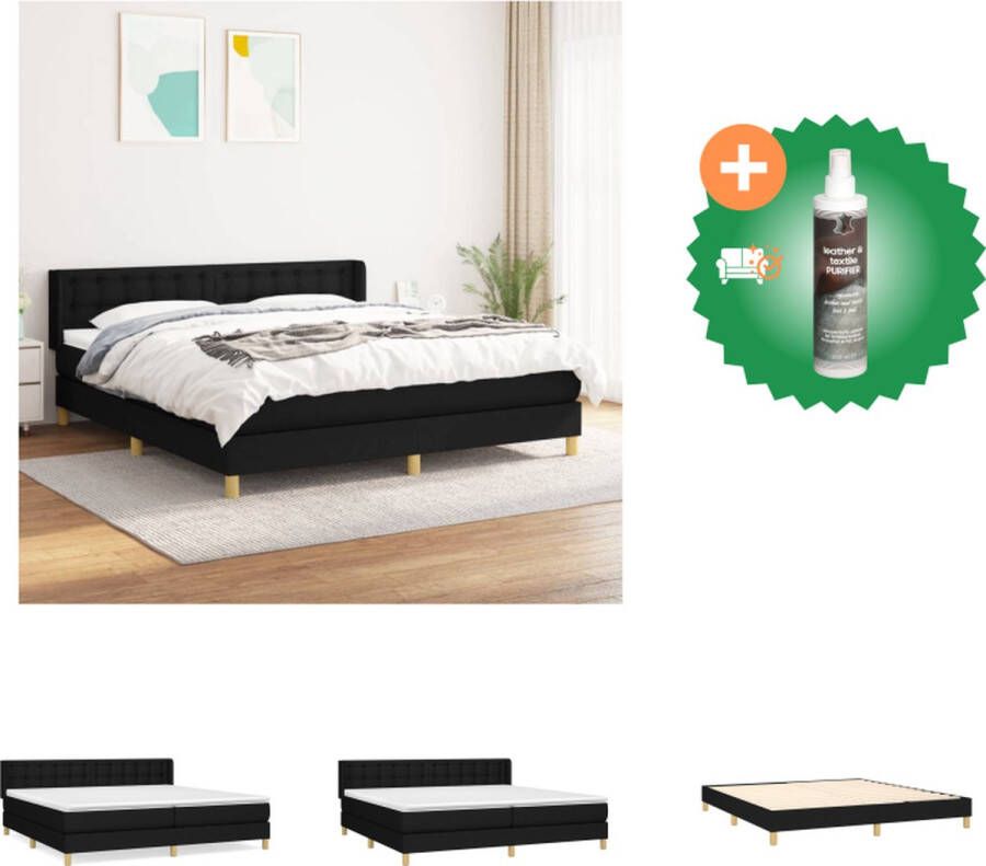 vidaXL Boxspringbed Zwart 203x163x78 88 cm Pocketvering matras Middelharde ondersteuning Bed Inclusief Reiniger