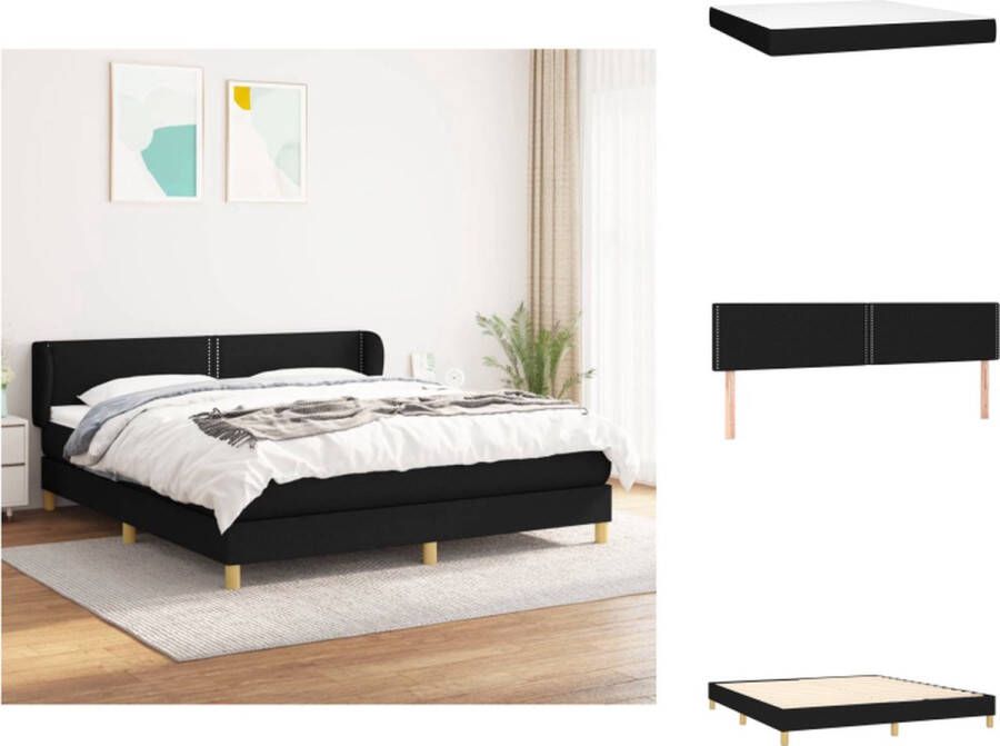 VidaXL Boxspringbed Zwart 203x163x78 88 cm Stof Pocketvering Matras Middelharde Ondersteuning Huidvriendelijk Topmatras Bed - Foto 1