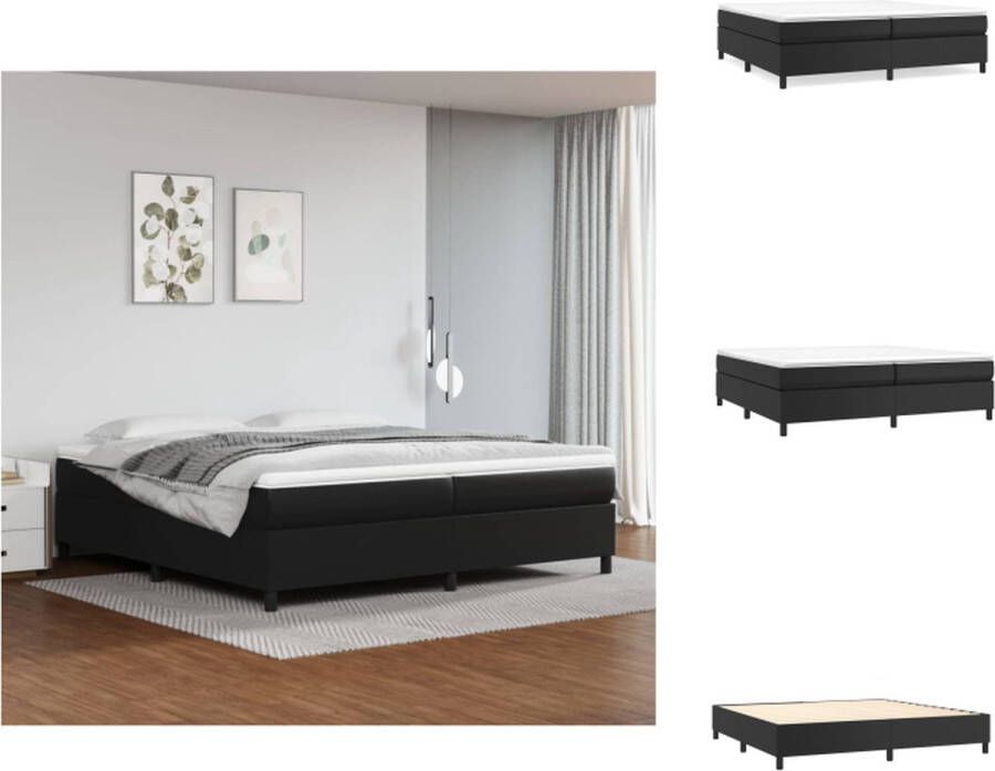 VidaXL Boxspringbed Zwart Kunstleer 203 x 200 x 35 cm Pocketvering Matras Huidvriendelijk Topmatras Bed