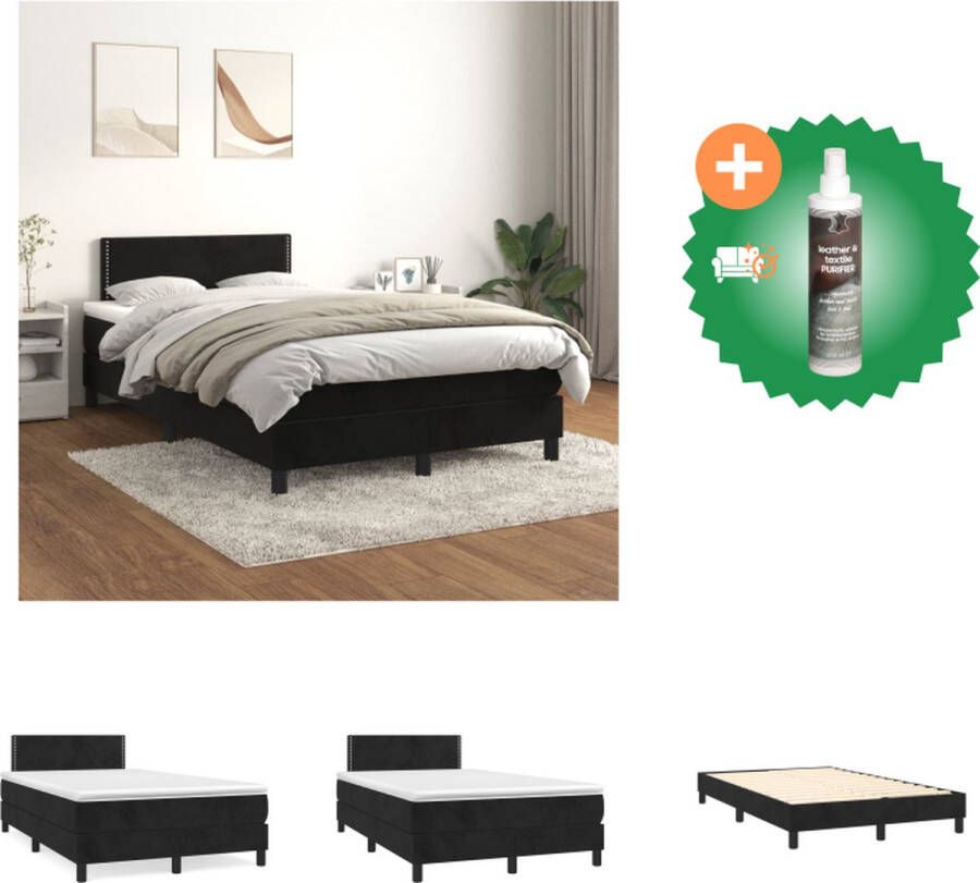 VidaXL Boxspringbed Zwart stof 203x120x78 88 cm Met verstelbaar hoofdbord Pocketvering matras Middelharde ondersteuning Huidvriendelijk topmatras Bed Inclusief Reiniger - Foto 2