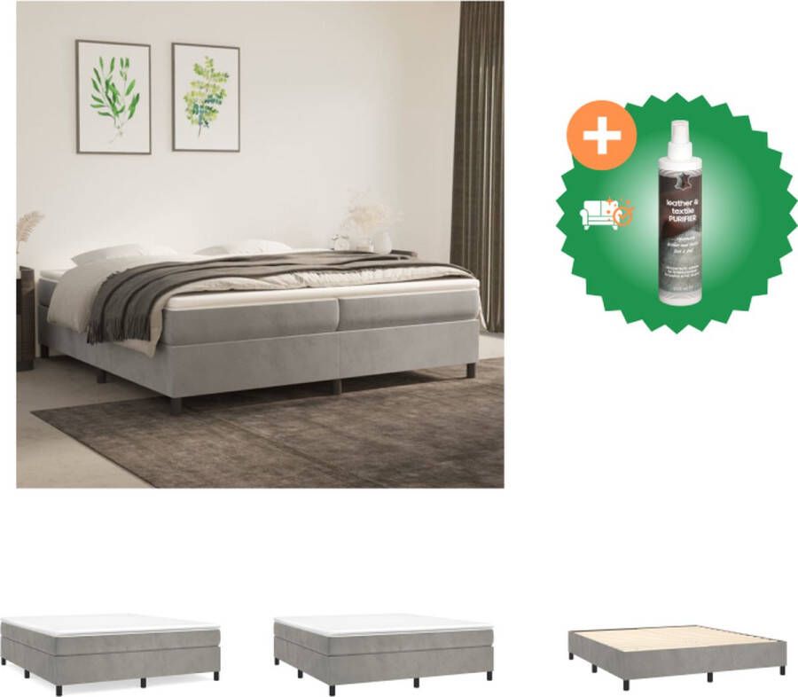 VidaXL Boxspringframe 203 x 200 x 35 cm Zacht fluweel Ondersteunende poten Multiplex lattenbodem (150 karakters) Bed Inclusief Reiniger