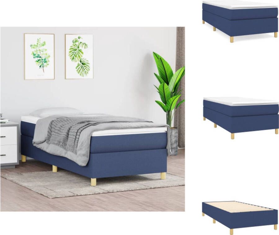 VidaXL Boxspringframe Blauw 193 x 90 x 35 cm Duurzaam materiaal Ondersteunende poten Multiplex lattenbodem Bed