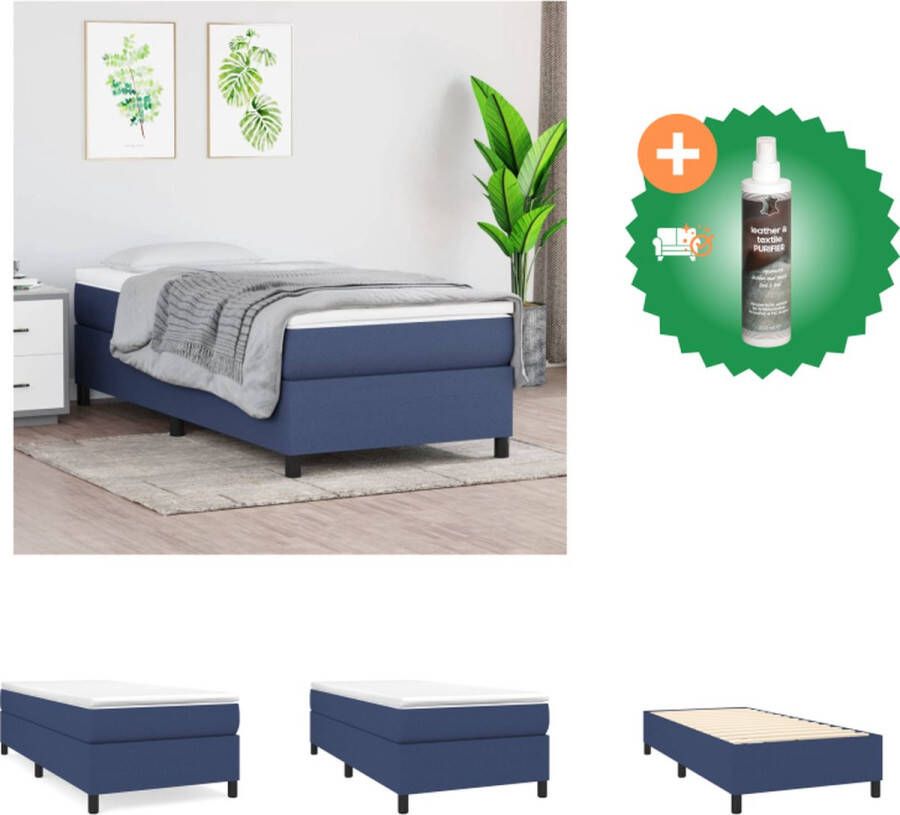 VidaXL Boxspringframe blauw 193x90x25 cm duurzaam materiaal ondersteunende poten multiplex lattenbodem Bed Inclusief Reiniger