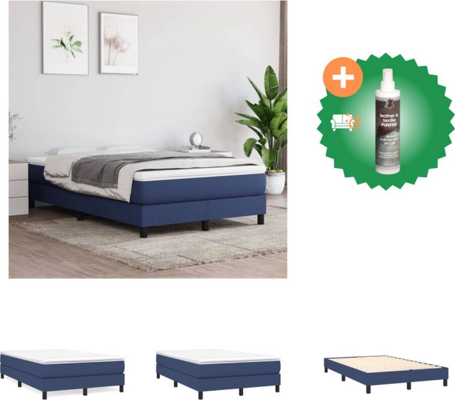 VidaXL Boxspringframe Bedframe 203x120x35cm Kleur- Blauw Materiaal- Stof multiplex Geschikte matras- 120x200cm Bed Inclusief Reiniger