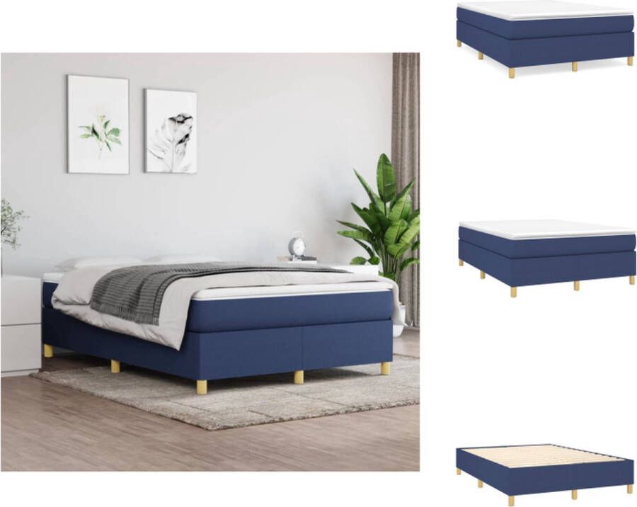 VidaXL Bedframe Bed Slaapmeubel Bedframe zonder matras stof blauw 140x200 cm - Foto 2