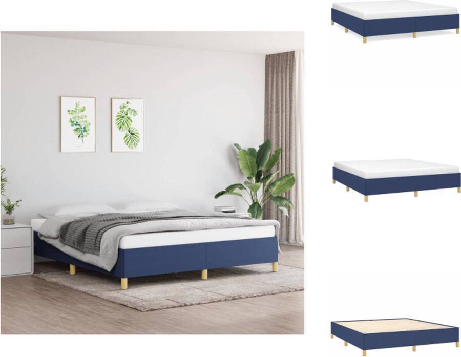 VidaXL Boxspringframe Afmeting- 203 x 160 x 25 cm Ken- Duurzaam materiaal Kleur- blauw Bed - Foto 2