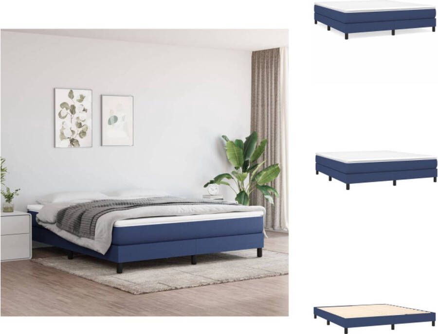 VidaXL Boxspringframe Blauw 203 x 180 x 25 cm Polyester stof en multiplex Bed - Foto 2