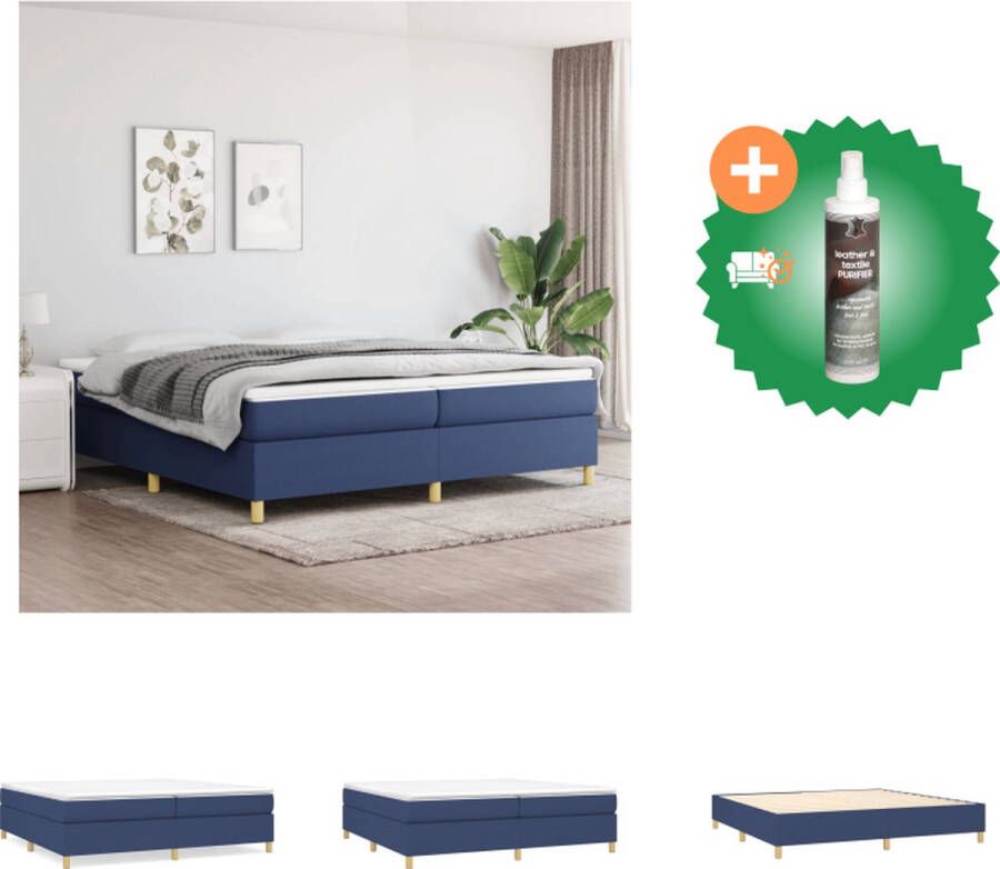VidaXL Boxspringframe Duurzaam Kleur- Blauw Materiaal- Stof Afmetingen- 203x200x25 cm Geschikte matras- 200x200 cm Bed Inclusief Reiniger