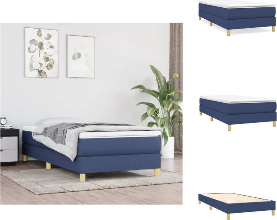 VidaXL Bedframe Duurzaam Type- Bedframe Afmetingen- 203 x 83 x 25 cm Kleur- Blauw Materiaal- Stof multiplex bewerkt hout Bed - Foto 5