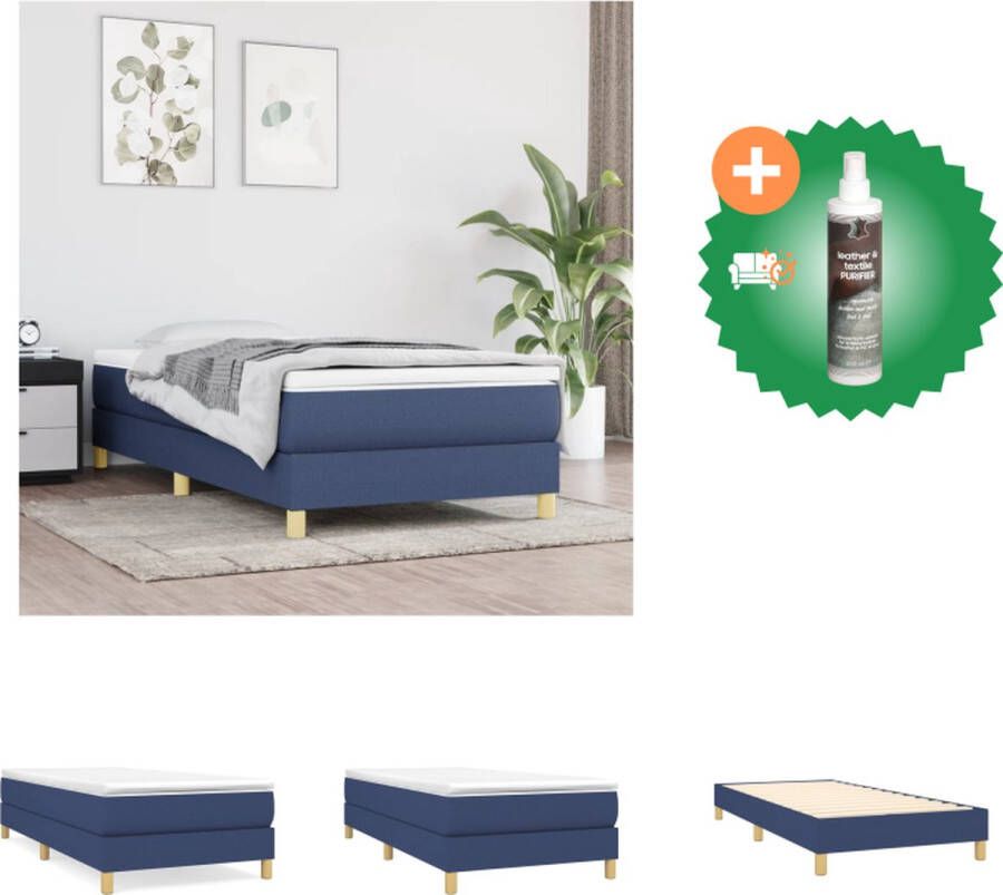 VidaXL Boxspringframe Blauw 203x80x25 cm Duurzaam Materiaal Ondersteunende Poten Bed Inclusief Reiniger - Foto 2