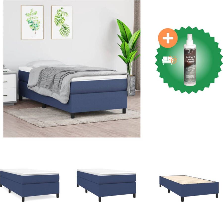 VidaXL Boxspringframe Blauw 203 x 90 x 35 cm Multiplex lattenbodem Duurzaam materiaal Bed Inclusief Reiniger - Foto 2