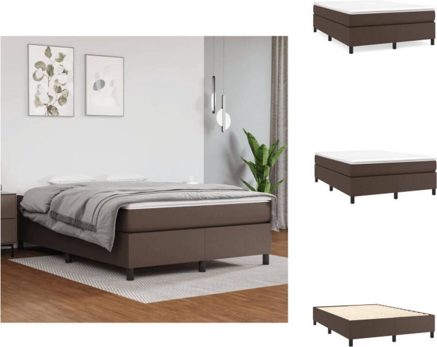 VidaXL Bedframe Bruin Kunstleer 203 x 143 x 25 cm Ondersteunende poten Multiplex lattenbodem Geschikt voor 140 x 200 cm matras (matras niet inbegrepen) Bed - Foto 4